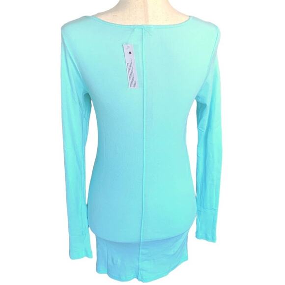 LA Made women’s dress top tunic long sleeve turquoise blue knit size small - Picture 4 of 12